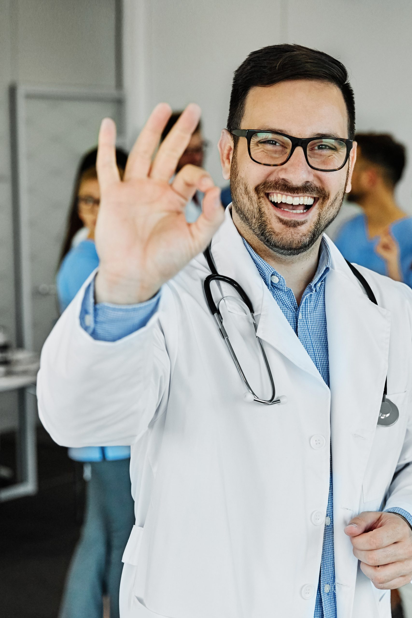 doctor nurse portrait man hospital group team medical uniform he