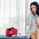 Self healing concept at home. healthcare virus protection. health and fever concept.