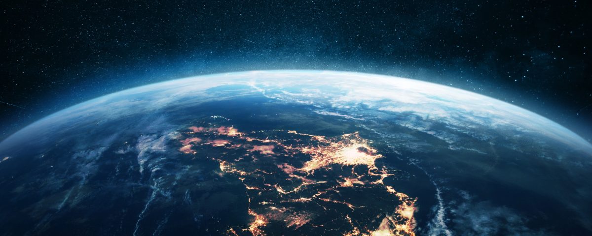 Amazing planet earth with night city lights, Japan view from space. Electricity Concept