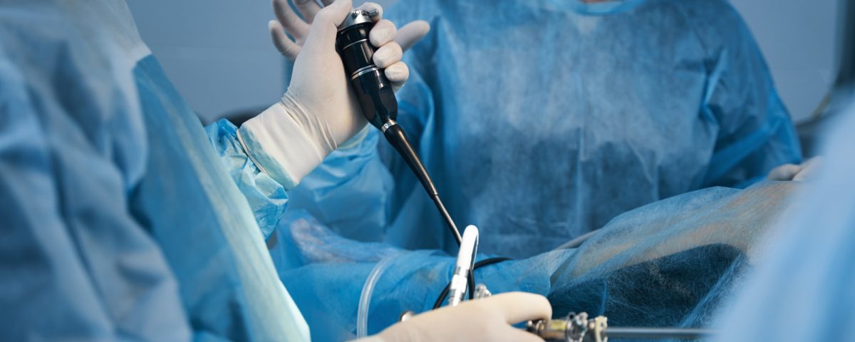 Gynecological treatment of the patient in surgery room