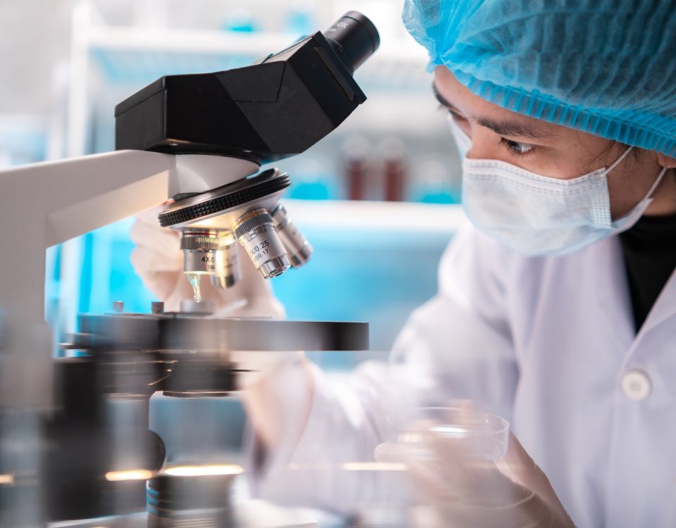 microscope in a medical research lab or science laboratory, study for making vaccine